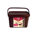 A 4kg brown bucket of Fitmin Action mineral and vitamin supplement for horses. The label features a red and cream design with a silhouette of a galloping horse, indicating it is designed for training performance. It specifies the inclusion of Fitmin Faktor and provides approximately 80 doses.