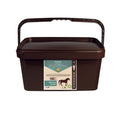A 2kg brown bucket of Fitmin Herbs Calmer, a herbal supplementary feed for the horse's nervous system. The label features a muted teal and cream design with a horse silhouette, stating it helps reduce the effects of stress factors and calms nervous horses. It includes the Fitmin Faktor and provides approximately 80 doses.