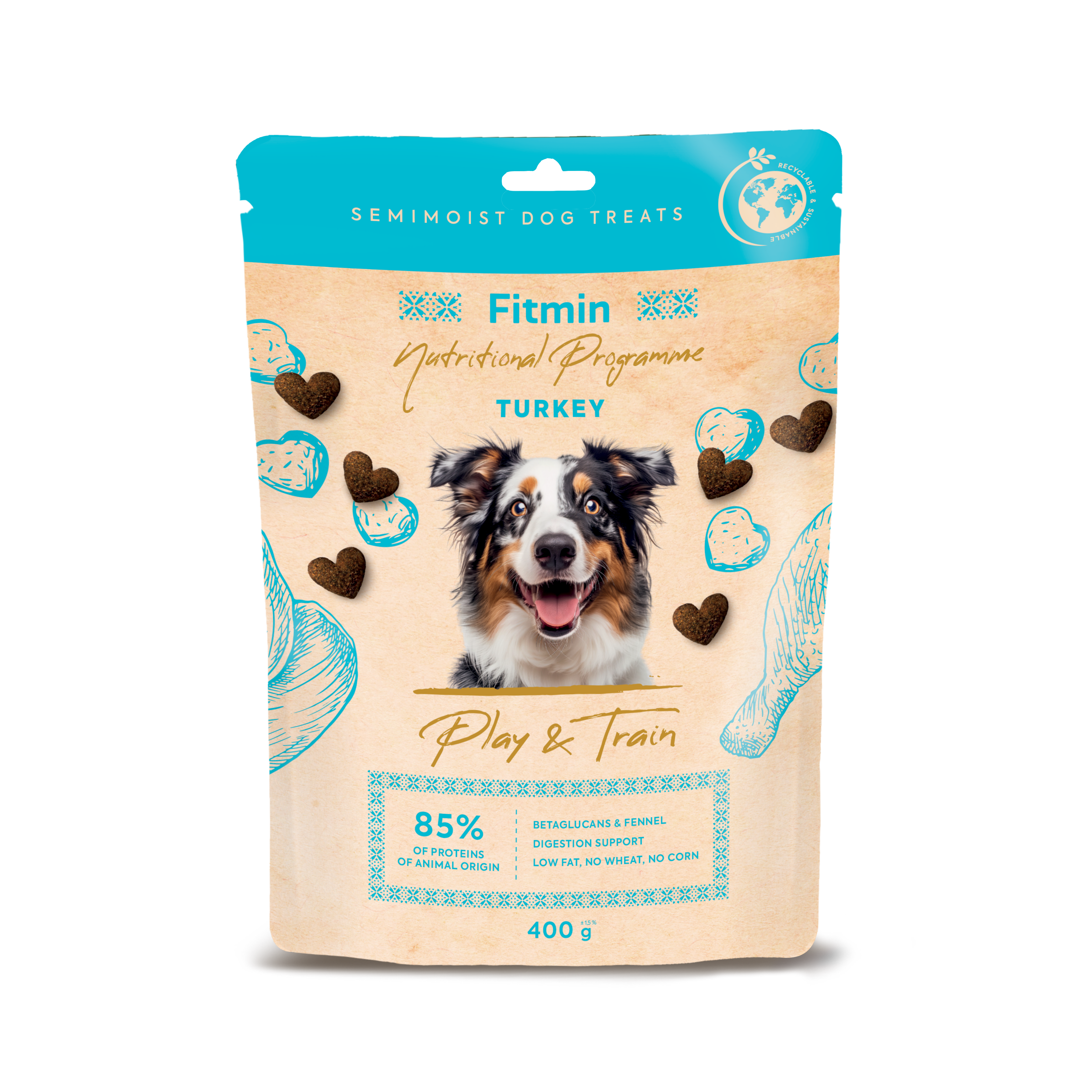 FITMIN NP Play and Train Turkey Dog Treats 400g