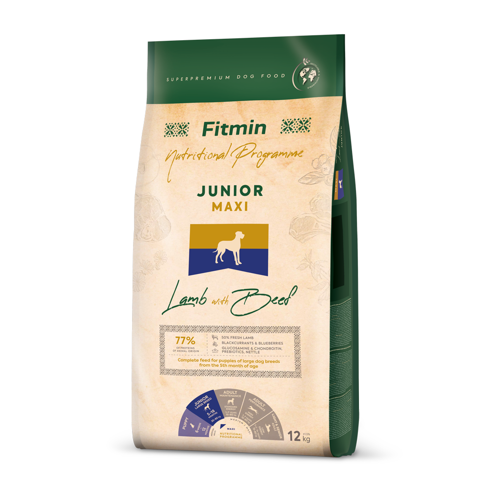 FITMIN Nutritional Program Maxi Junior Lamb with Beef 12kg