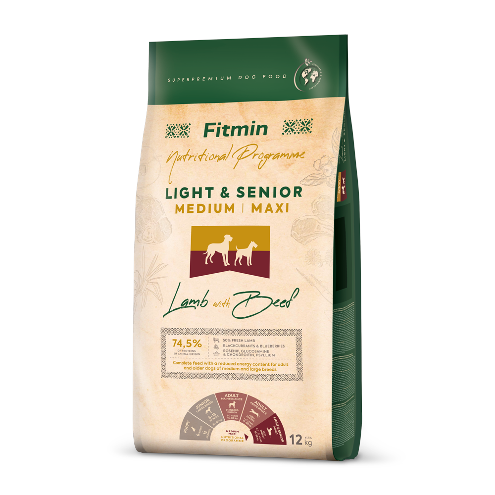 FITMIN Nutritional Program Medium/Maxi - Light/Senior Lamb with Beef 12kg