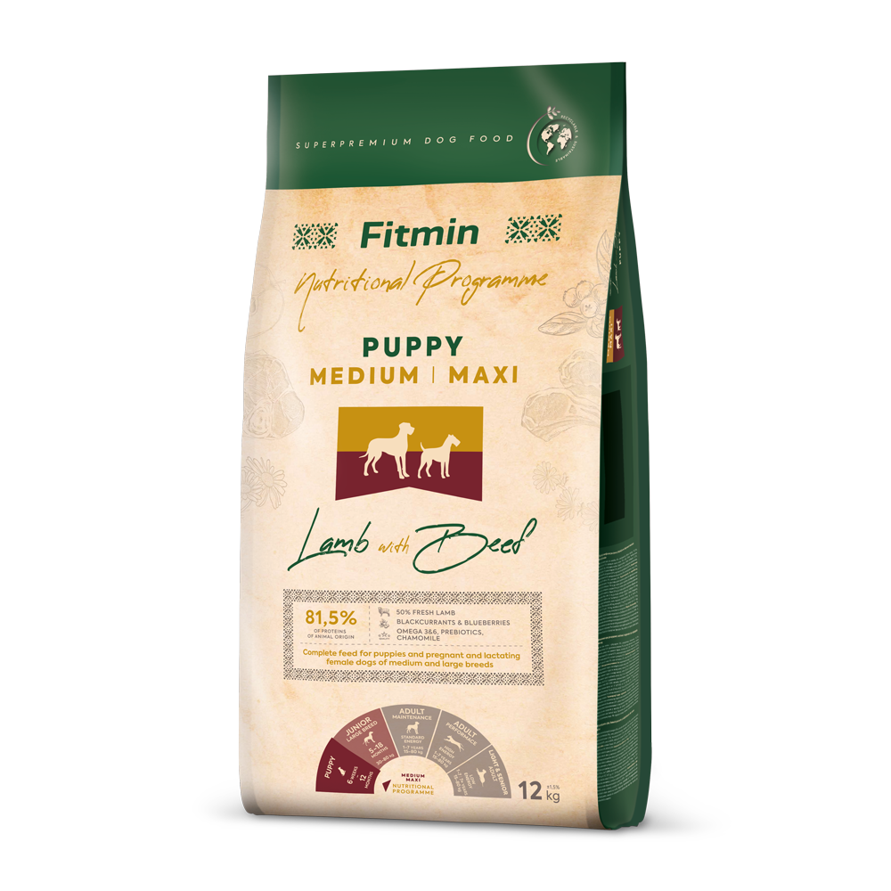 FITMIN Nutritional Program Medium/Maxi Puppy Lamb with Beef 12kg
