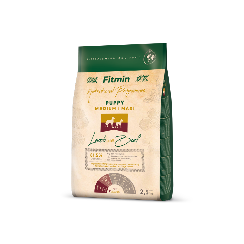 FITMIN Nutritional Program Medium/Maxi Puppy Lamb with Beef 12kg