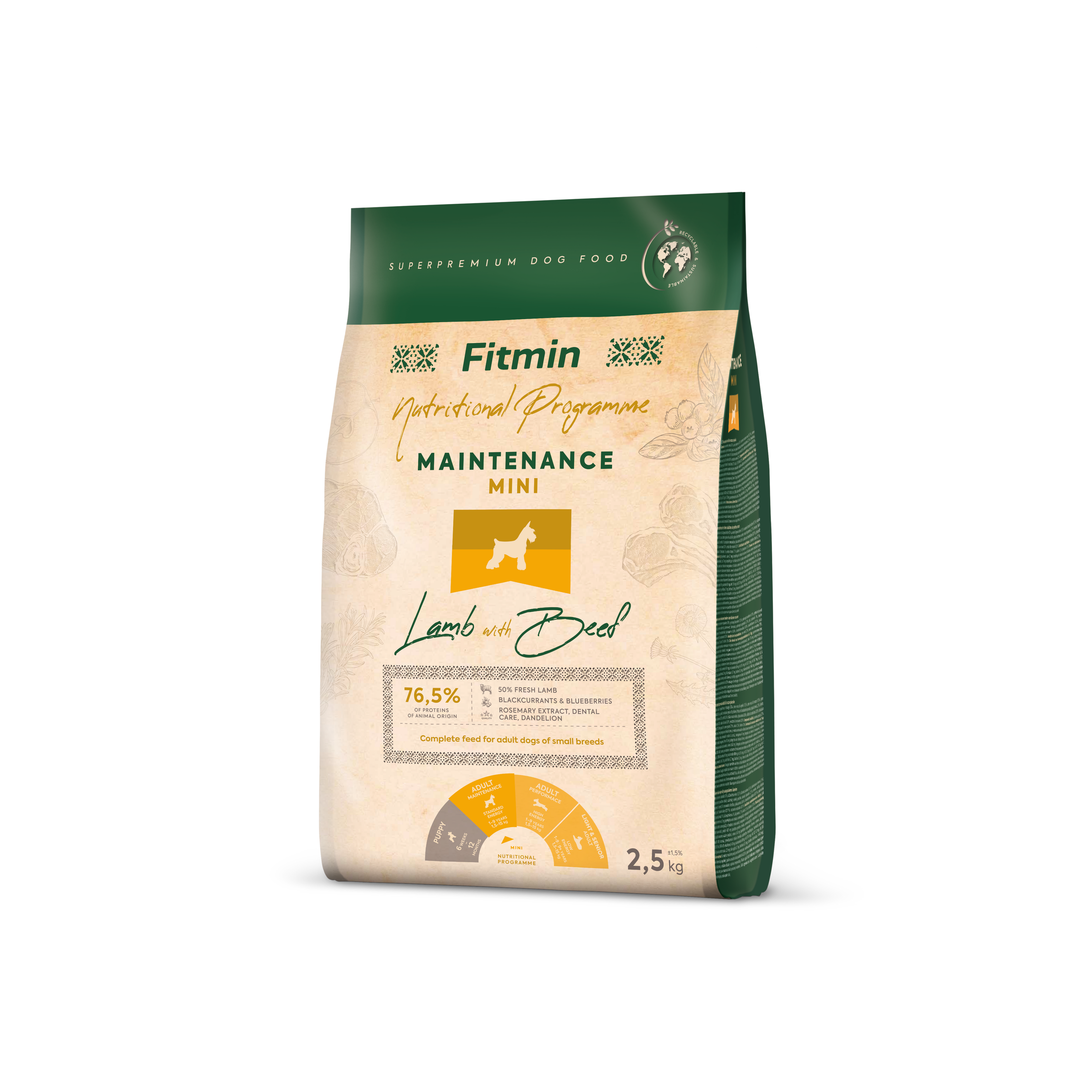 FITMIN Dog Mini Maintenance Lamb with Beef 12kg